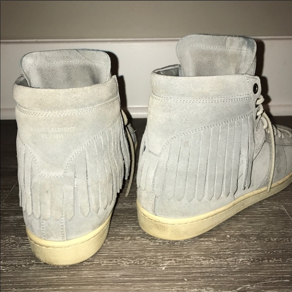 Saint Laurent classic suede fringe hi-top sneaker